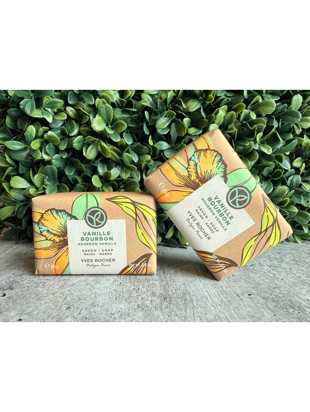 Yves Rocher Solid Hand Soap Bar Vanilla Bourbon LOT OF 2 Bar Soaps